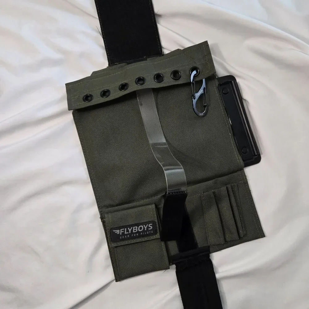 Flyboys FB1316 Kneeboard For Pilots with Eyelets & Clipboard Olive Green Velcro
